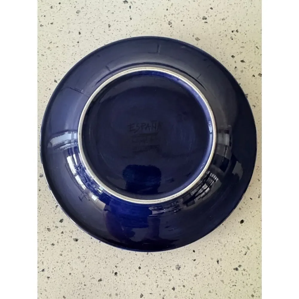 España Hand Painted Collection Blue Ceramic Serving Dinner Plate Lot of 2 Pieces